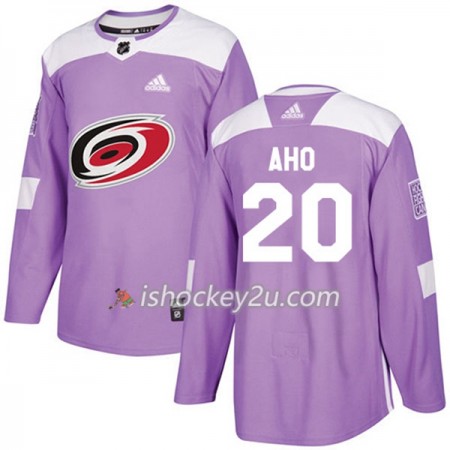 Mænd NHL Carolina Hurricanes Trøje Sebastian Aho 20 Adidas 2017-2018 Lilla Fights Cancer Practice Authentic